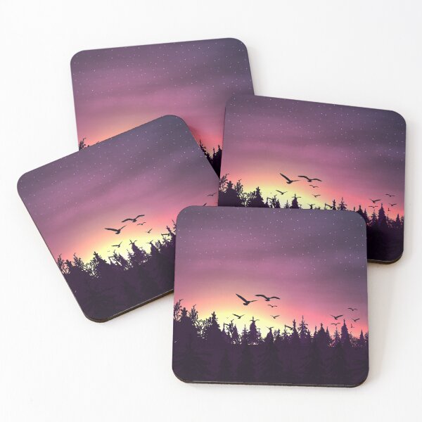 Item preview, Pine Forest With Pink Sunset Landscape  designed and sold by JTS STORE.