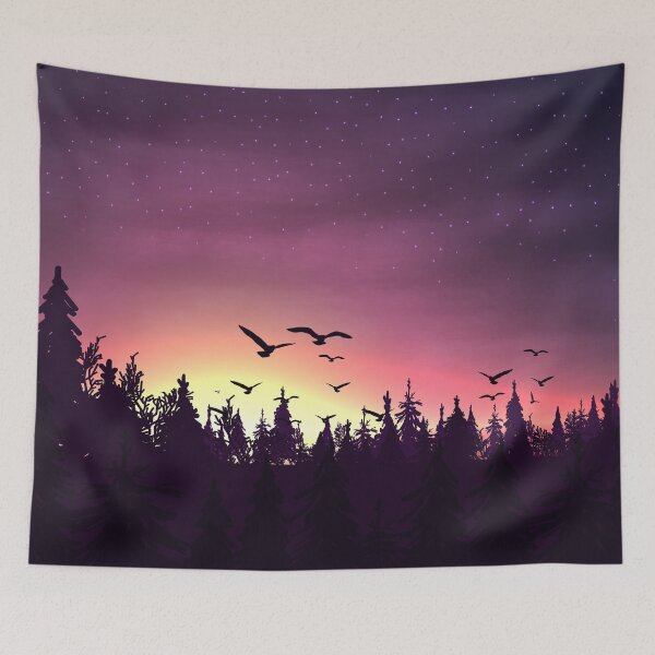 Item preview, Pine Forest With Pink Sunset Landscape  designed and sold by JTS STORE.