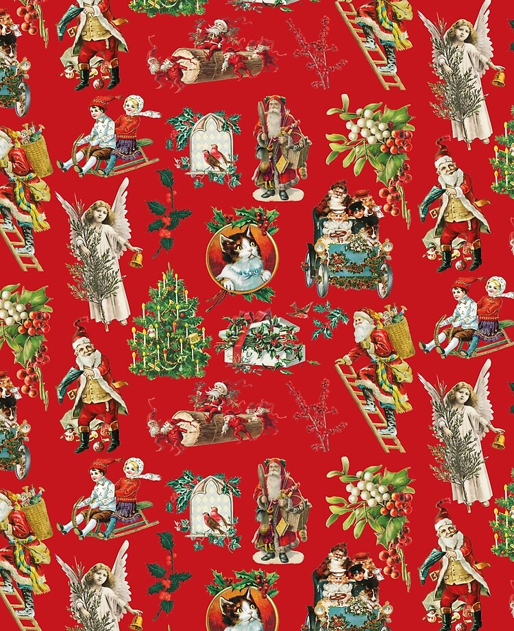 Vintage Retro Christmas Holiday Gold Pattern | Sticker