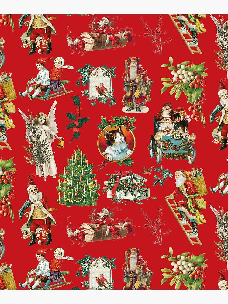 Vintage Retro Christmas Holiday Gold Pattern Sticker for Sale by David  notme