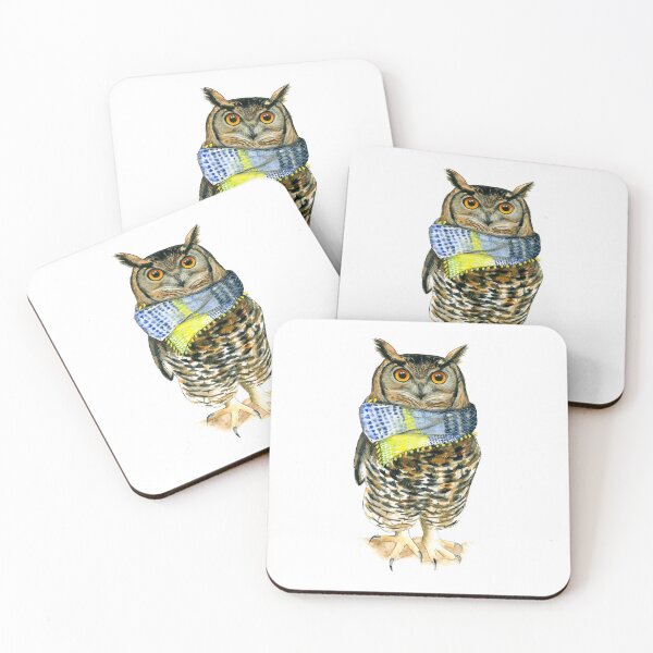 Item preview, Watercolor Owl wearing colorful scarf designed and sold by CarolineJordaan.