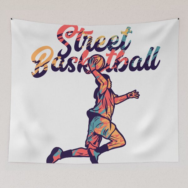 Item preview,  Vector Illustration Street Basketball with Man Doing Slam Dunk designed and sold by Peekonet.