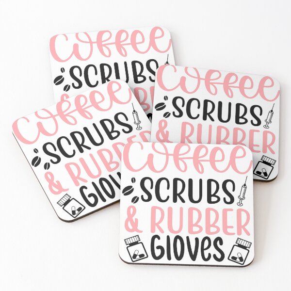 Item preview, coffee scrubs and rubber gloves funny saying for nurses for sister for mom for friend pink  designed and sold by mydreamcatcher.