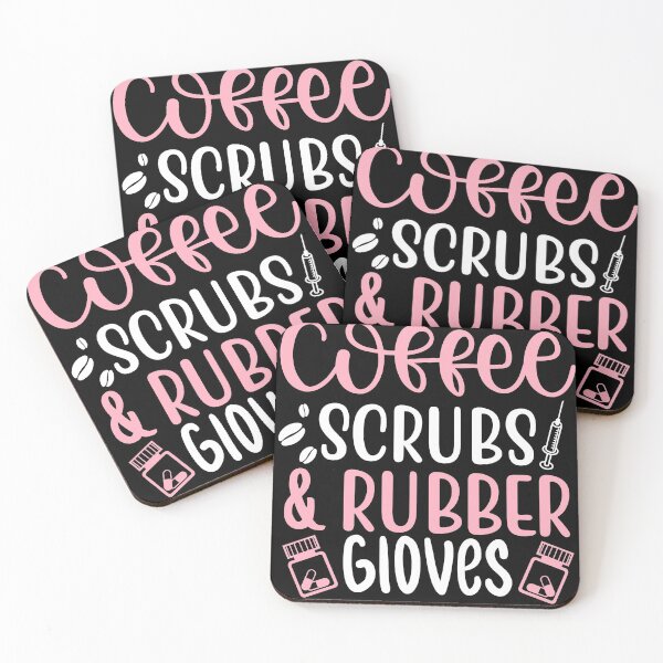 Item preview, coffee scrubs and rubber gloves funny saying for nurses for sister for mom for friend pink designed and sold by mydreamcatcher.