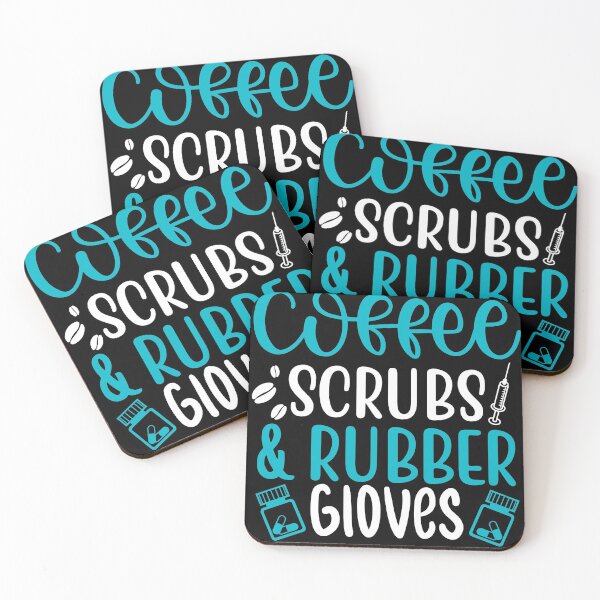Item preview,  coffee scrubs and rubber gloves funny saying for nurses for sister for mom for friend blue designed and sold by mydreamcatcher.