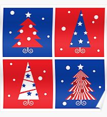 Christmas Trees design blocks icons Poster