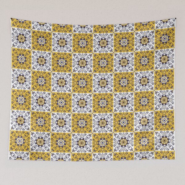 Item preview, Morrocan Tile Pattern - Morrocan Style Seamless Geometric Checkered Pattern ( Yellow and White ) designed and sold by ShawnDzign.