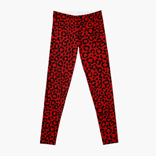 Sassy Red and Black Leopard Print Pattern Design Leggings