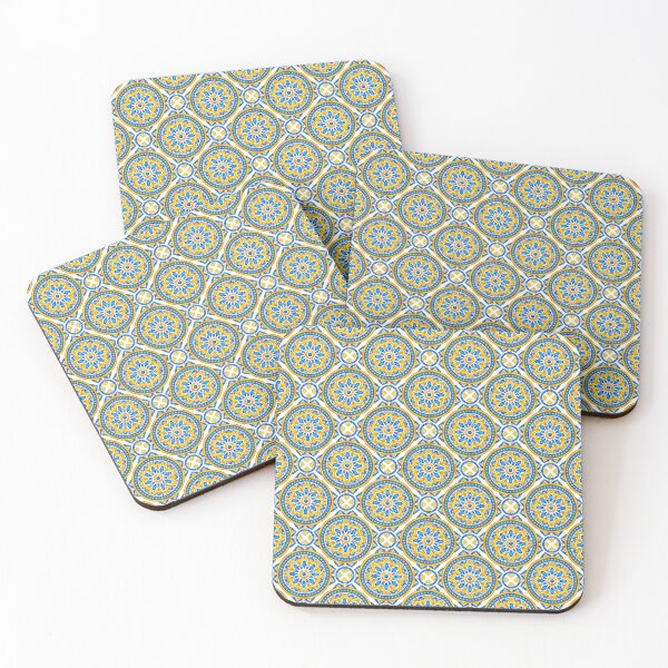 Item preview, Morrocan Tile Pattern - Morrocan Style Seamless Geometric Circular Pattern ( Yellow and Blue ) designed and sold by ShawnDzign.