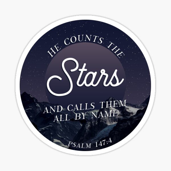 Item preview, Psalm 147:4 Bible Verse Mountains and Stars designed and sold by aestheticaisle.