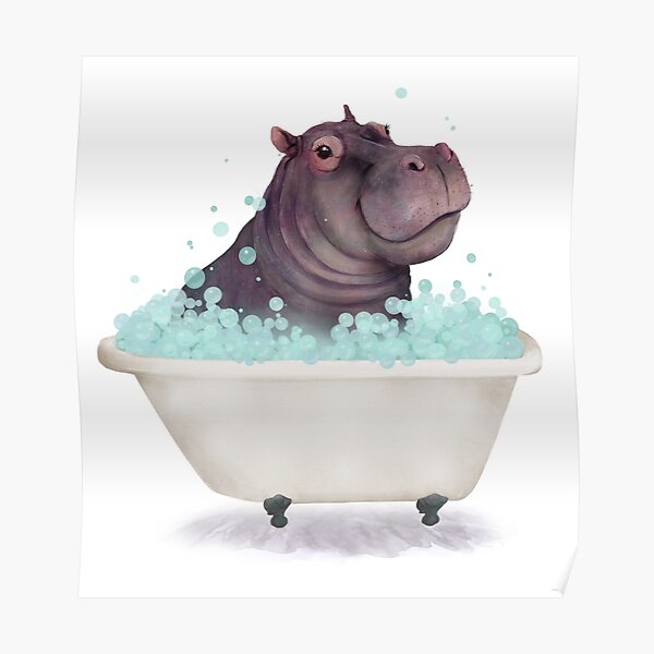 Hippo in the Bathtub Poster