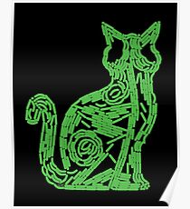 Fluorescent green biofilm cat Poster
