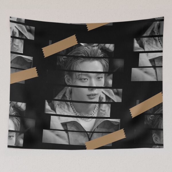 Item preview, Kim Jiwon iKON Bobby Korean Kpop Monochrome Stripe Design designed and sold by Piosenka Art.