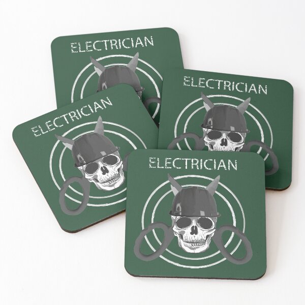 Item preview, electrician tough skull design designed and sold by TradesTees.