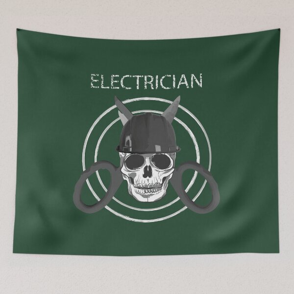 Item preview, electrician tough skull design designed and sold by TradesTees.