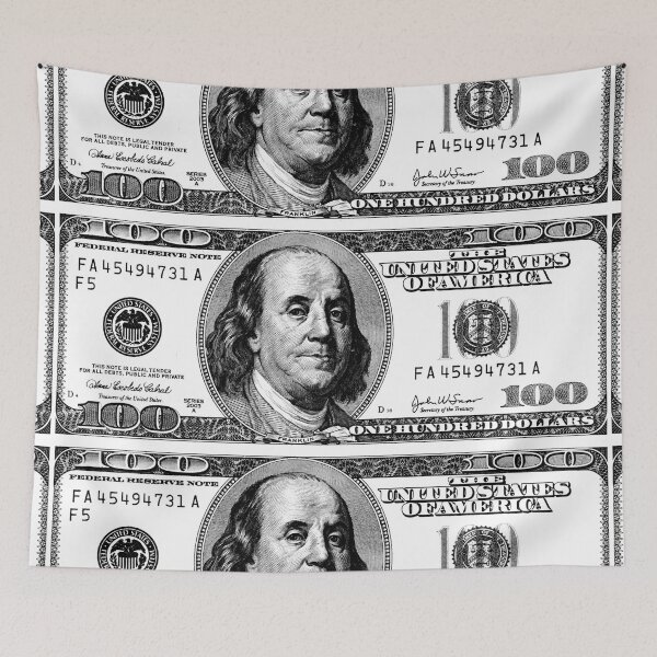 Item preview, FIAT - White Wall Street 100 Bill Cash (White/Black) designed and sold by hyproinc.