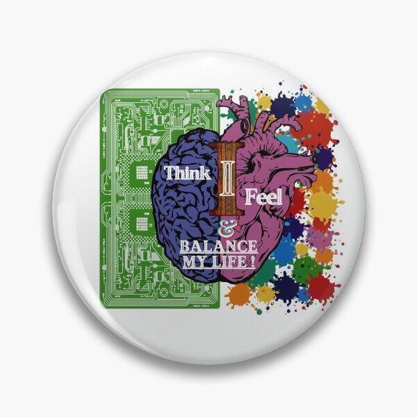 Item preview, Brain I Think, Heart I Feel & I Balance My Life (half brain anatomy with circuit and half heart anatomy with color drops) designed and sold by Reyclen.