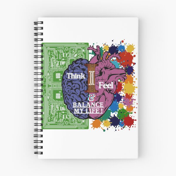 Item preview, Brain I Think, Heart I Feel & I Balance My Life (half brain anatomy with circuit and half heart anatomy with color drops) designed and sold by Reyclen.