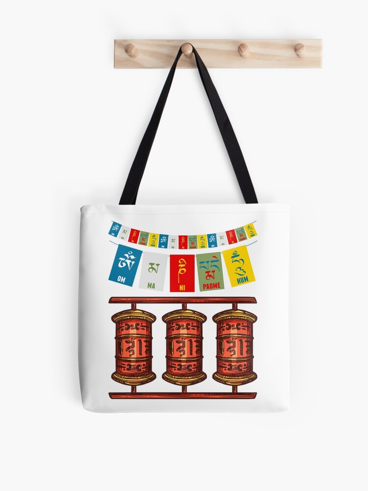 Tibetan five flags printed cotton tote bag Handmade... - Depop