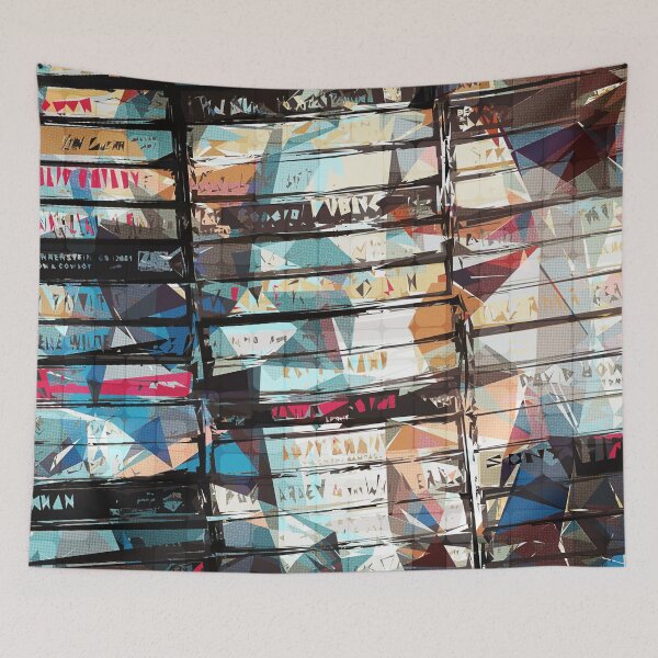 Aperçu de l'œuvre Collage de cassettes musicales créée et vendue par Phil Perkins.