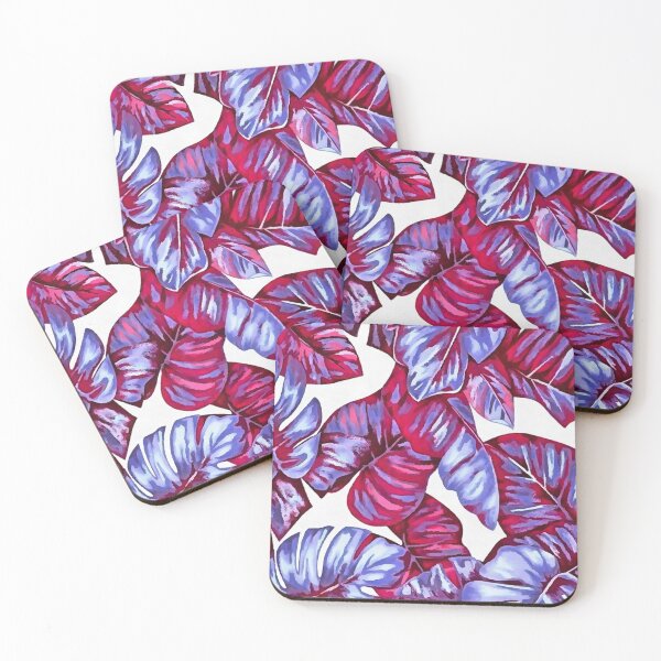 Item preview, Tropical Leaves Of Banana and Monstera Blue Red Pink Cut Out designed and sold by taiche.