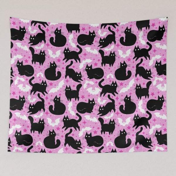 Item preview, Black Cats and Bats Pink designed and sold by dragonstarart.