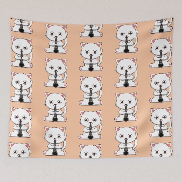 Item preview, Cute White Cat Playing The Clarinet designed and sold by Luan Huynh.