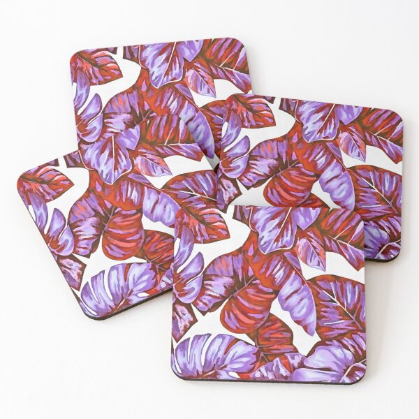 Item preview, Tropical Leaves Of Banana and Monstera Blue Red Orange Cut Out designed and sold by taiche.