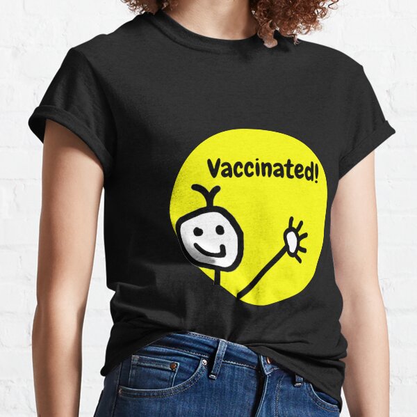 Cute Happy Waving Vaccinated Face Classic T-Shirt