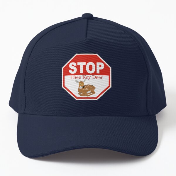 Stop I See a Key Deer Fawn in the Florida Keys White Baseball Cap