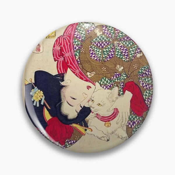 Item preview, LOOKING TIRESOME ,JAPANESE WOMAN WITH WHITE CAT Ukiyoe designed and sold by BulganLumini.