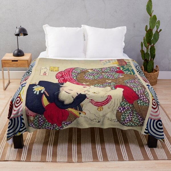Item preview, LOOKING TIRESOME ,JAPANESE WOMAN WITH WHITE CAT Ukiyoe designed and sold by BulganLumini.