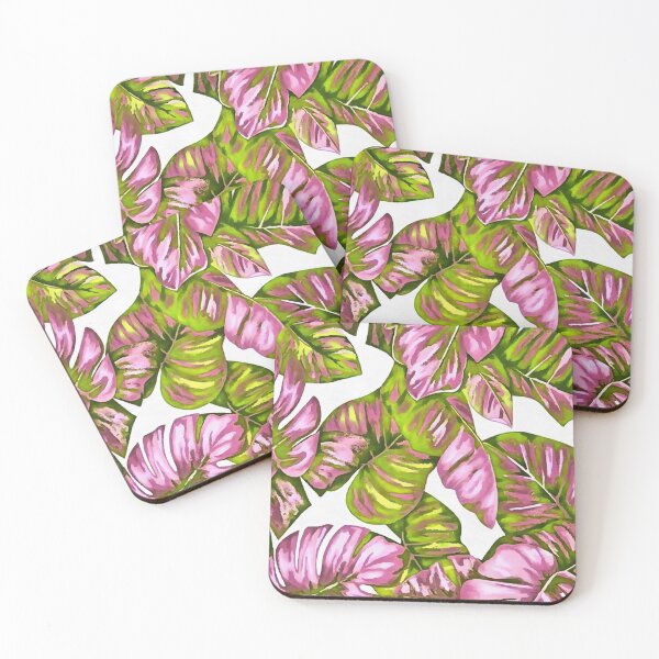Item preview, Tropical Leaves Of Banana and Monstera Green Pink Cut Out designed and sold by taiche.
