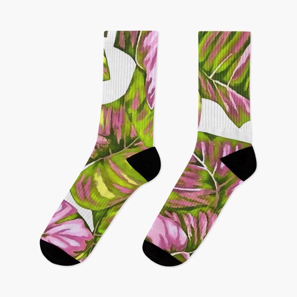 Item preview, Tropical Leaves Of Banana and Monstera Green Pink Cut Out designed and sold by taiche.