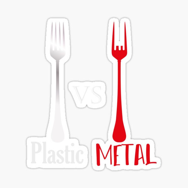 Plastic VS METAL with forks  Sticker