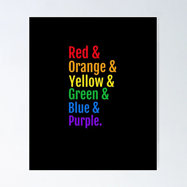 Red Orange Yellow Green Blue Purple Colors Rainbow Pride Poster for Sale  by HppyStrngHelthy