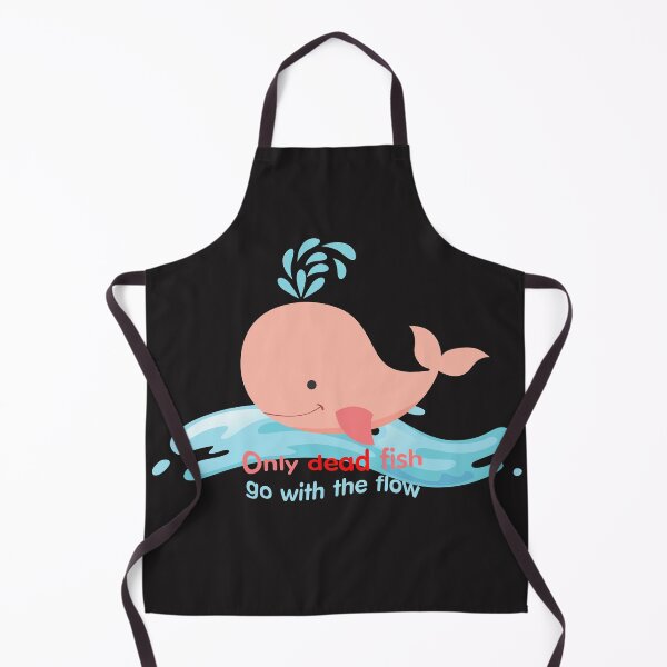 Item preview, only dead fish go with the flow kawaii pink whale swiming on the wave designed and sold by Benchamart.