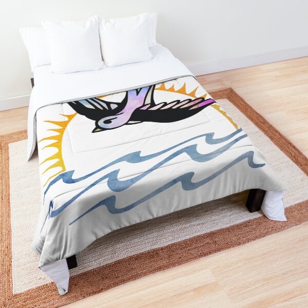 Sparrow Tattoo Watercolor Comforter