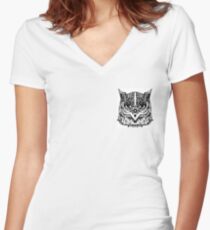 Owl Vector Women's Fitted V-Neck T-Shirt