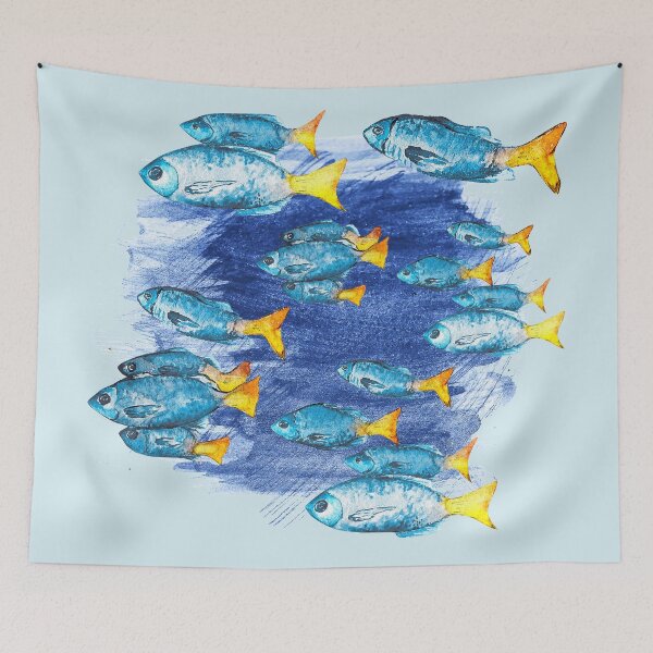 Item preview, watercolor painted fishes designed and sold by VinBasis.