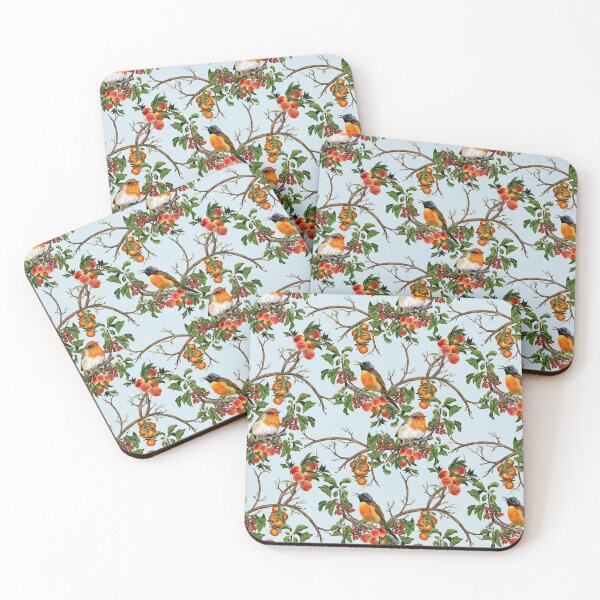 Item preview, Watercolor paint small birds and fruit plants. designed and sold by MOLZart.
