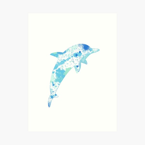 Dolphin Paint Splatter Art Print