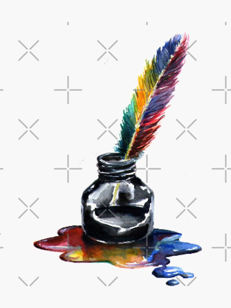 inkpot with a wing as Sticker for Sale by Vivek1995