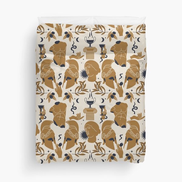 Antique Greek Signs, Symbols and Statue - Pattern Duvet Cover
