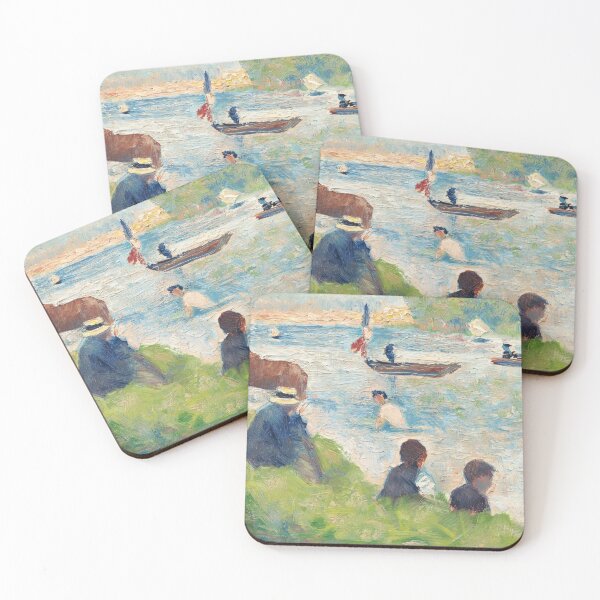 Item preview, Neo Impressionism Painting Horse and Boats (Study for "Bathers at Asnières") (ca. 1883–1884) by Georges Seurat designed and sold by Designedbysm.