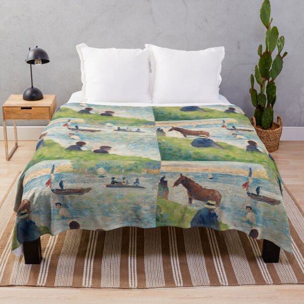 Item preview, Neo Impressionism Painting Horse and Boats (Study for "Bathers at Asnières") (ca. 1883–1884) by Georges Seurat designed and sold by Designedbysm.