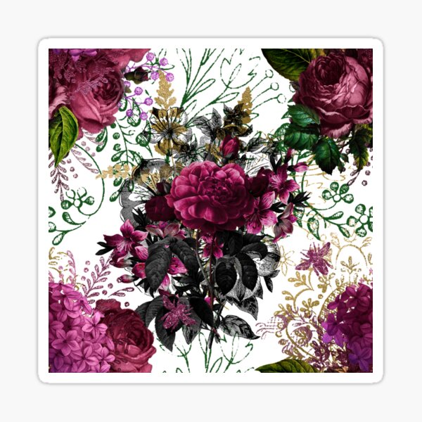 Abstract, Purple Floral, Vintage, Shabby Chic, Art Deco Sticker