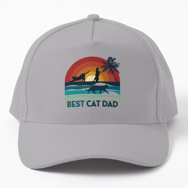Best cat dad, chat sur coucher de soleil à la plage Casquette de baseball