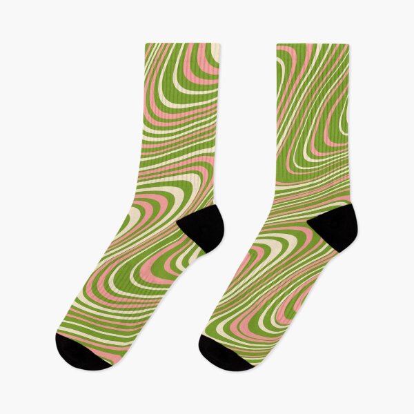 Item preview, Abstract Swirl Wavy Retro 70s Green and Pink designed and sold by trajeado14.