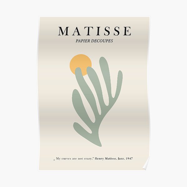 Henri Matisse Cut Out Sage Green Leaf and Yellow Poster